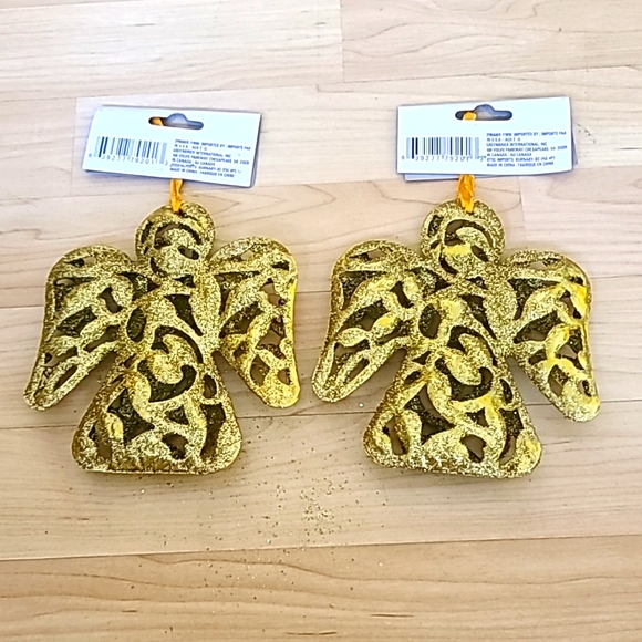 Two pack of Mini Gold Gliter Angeles Christmas Tree  Ornaments 6"×5" - Picture 2 of 2